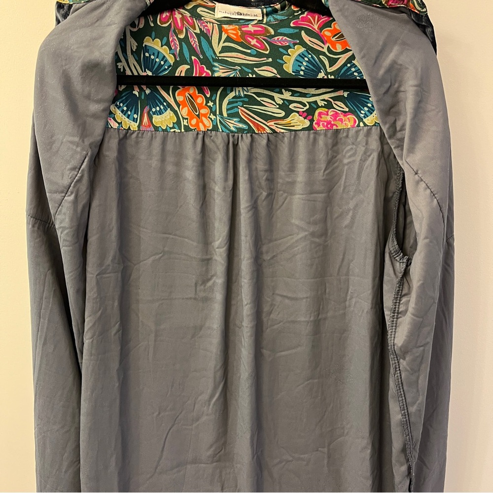 NWOT Natural Life “Rocky” Slate Grey Velvet Shirt Dress - M - Picture 8 of 10